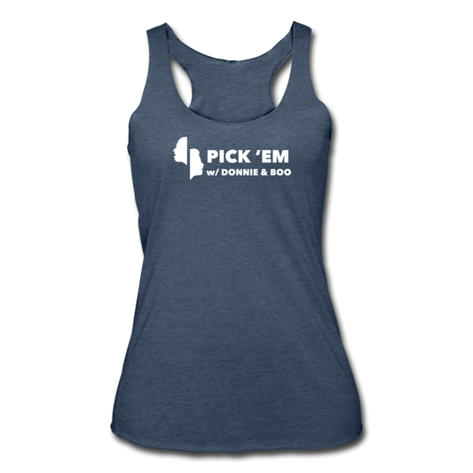 Pick 'Em Women’s Tri-Blend Racerback Tank - heather navy
