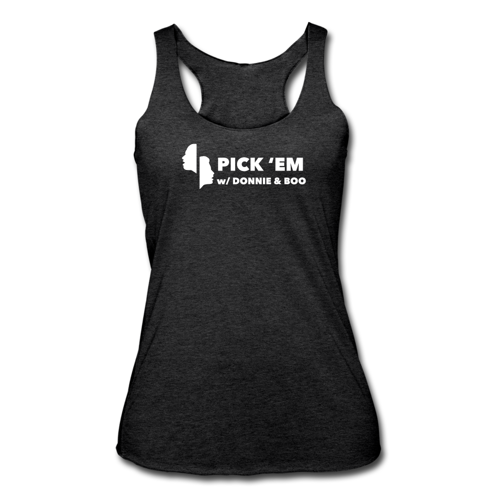 Pick 'Em Women’s Tri-Blend Racerback Tank - heather black